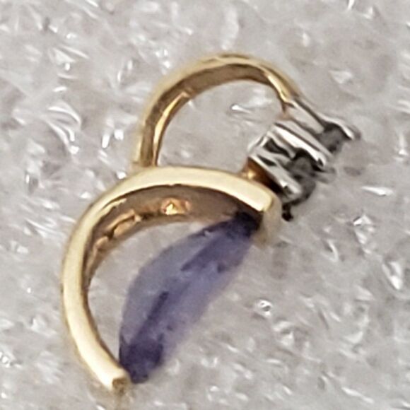14K Yellow Gold Diamond Accented Natural Amethyst Pendant - Picture 9 of 12